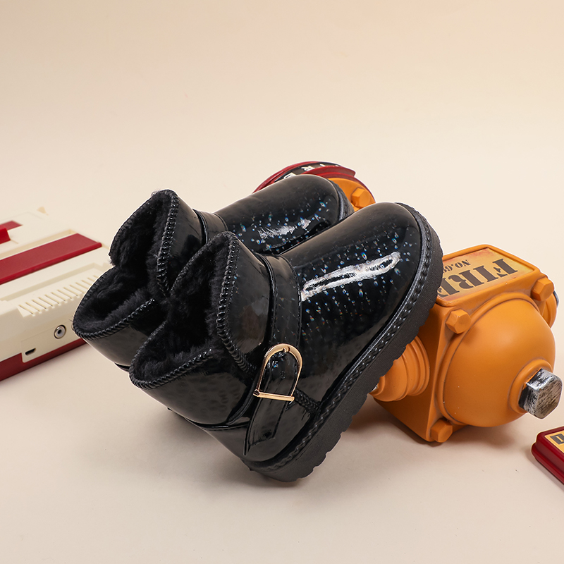 秋冬儿童棉鞋男女童款加绒加厚宝宝学步鞋冬季女童雪地靴防水搭扣