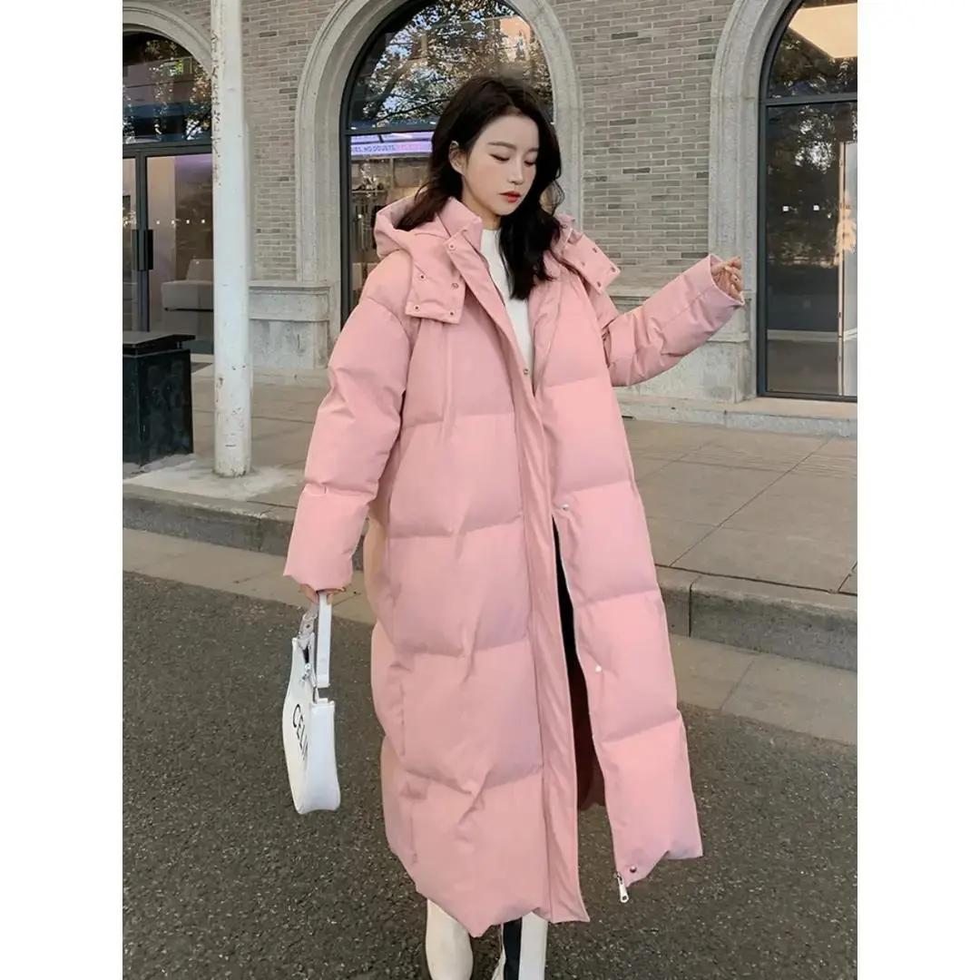 秋冬羽绒服服女2023冬装韩版过膝棉袄高个子170超长款到脚踝棉