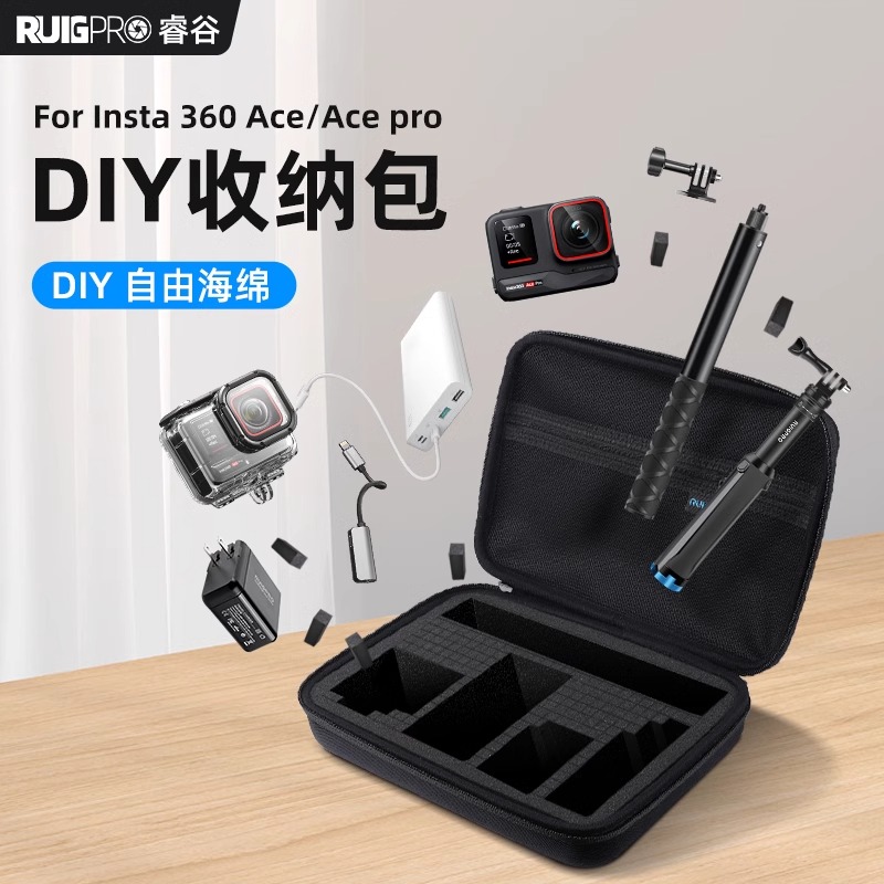 RUIGPRO适用insta360 ACE/ACEPro收纳包运动相机便携大容量