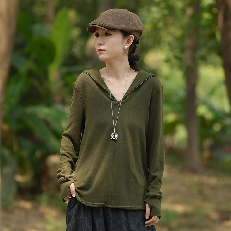 彭彭家 6776 复古水洗长袖连帽卫衣 古兰木