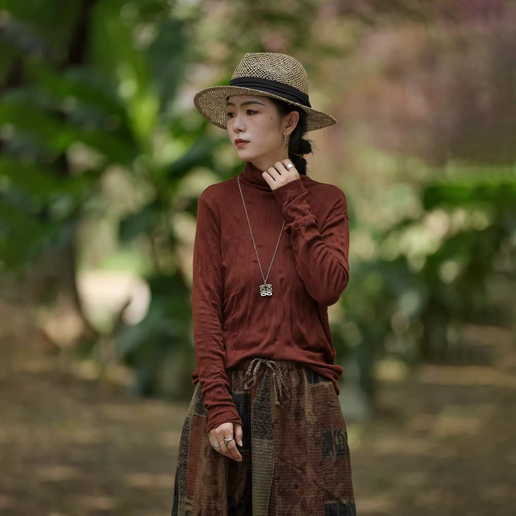 彭彭家 618229 弹力棉套头高领压褶打底衫 古兰木 宝藏衣橱上新