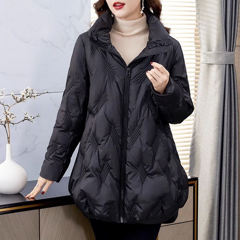 200斤高档大码中长款保暖白鸭绒羽绒服女新款冬季高端气质外套