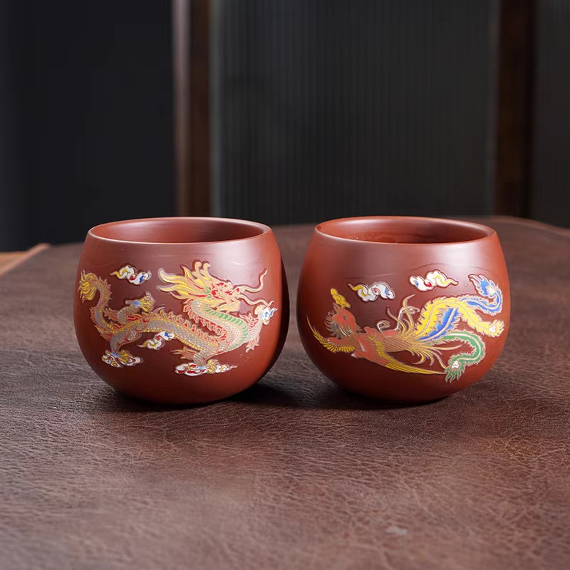 朱泥龙凤变色主人杯