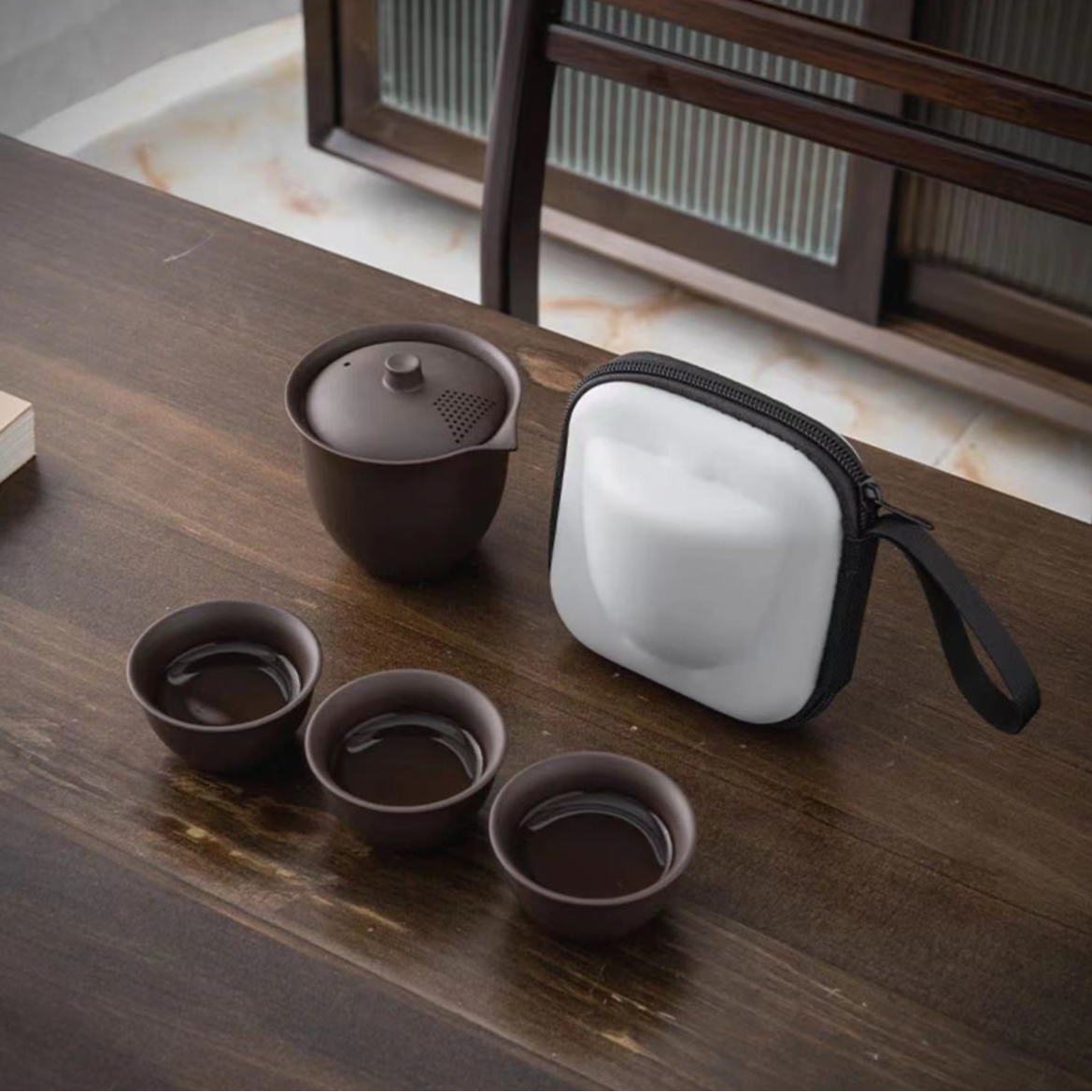 快客杯旅行茶具一壶三杯带包