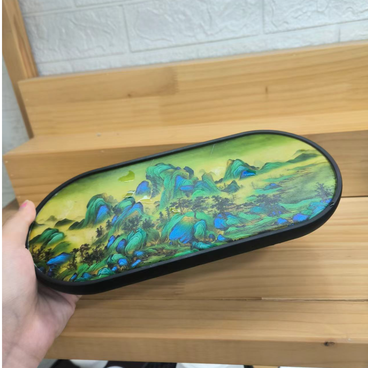 千里江山干泡茶盘