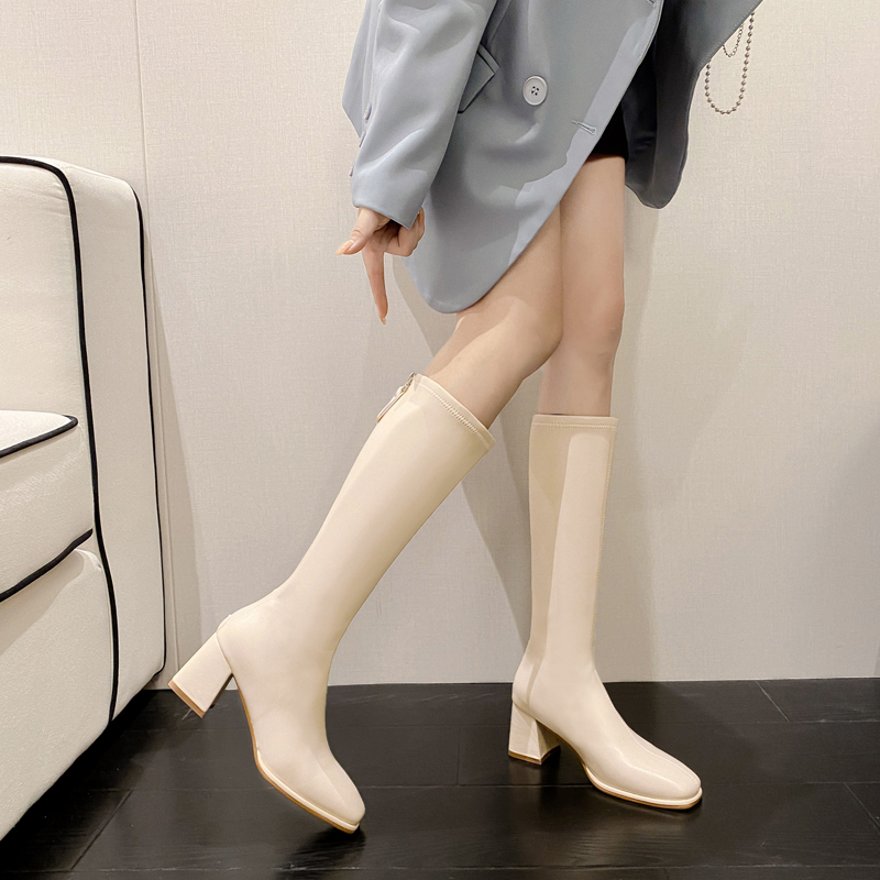 【31码起】2025秋冬新款小码313233百搭长靴增高不过膝骑士靴女粗跟