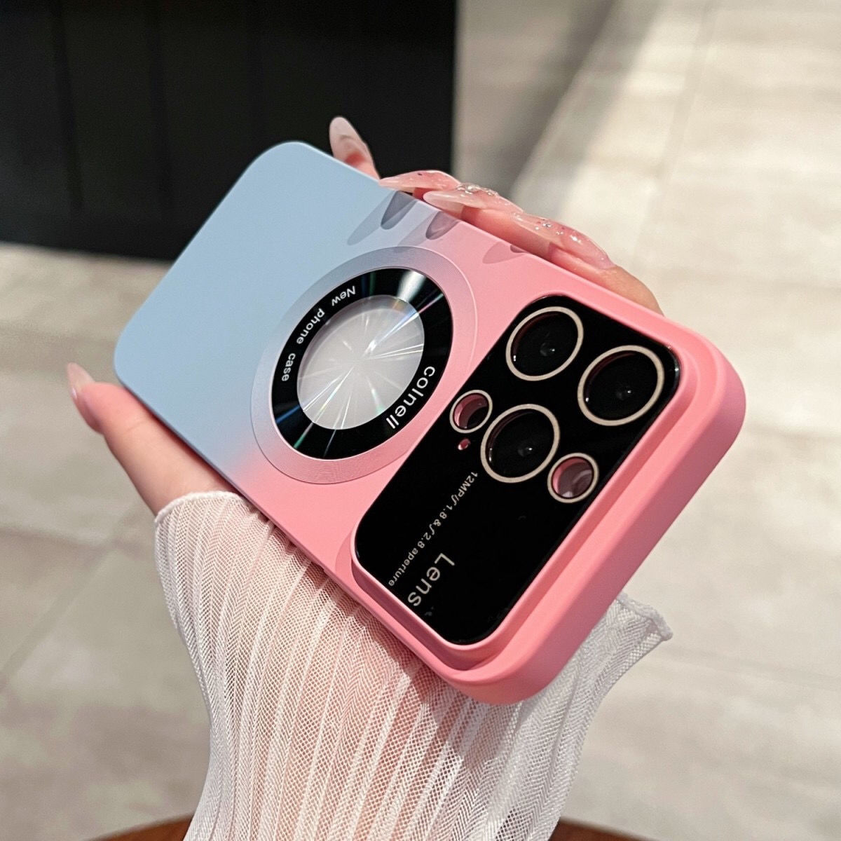 【龙年大吉】苹果14手机壳磁吸magsafe粉蓝渐变大视窗iPhone13pro