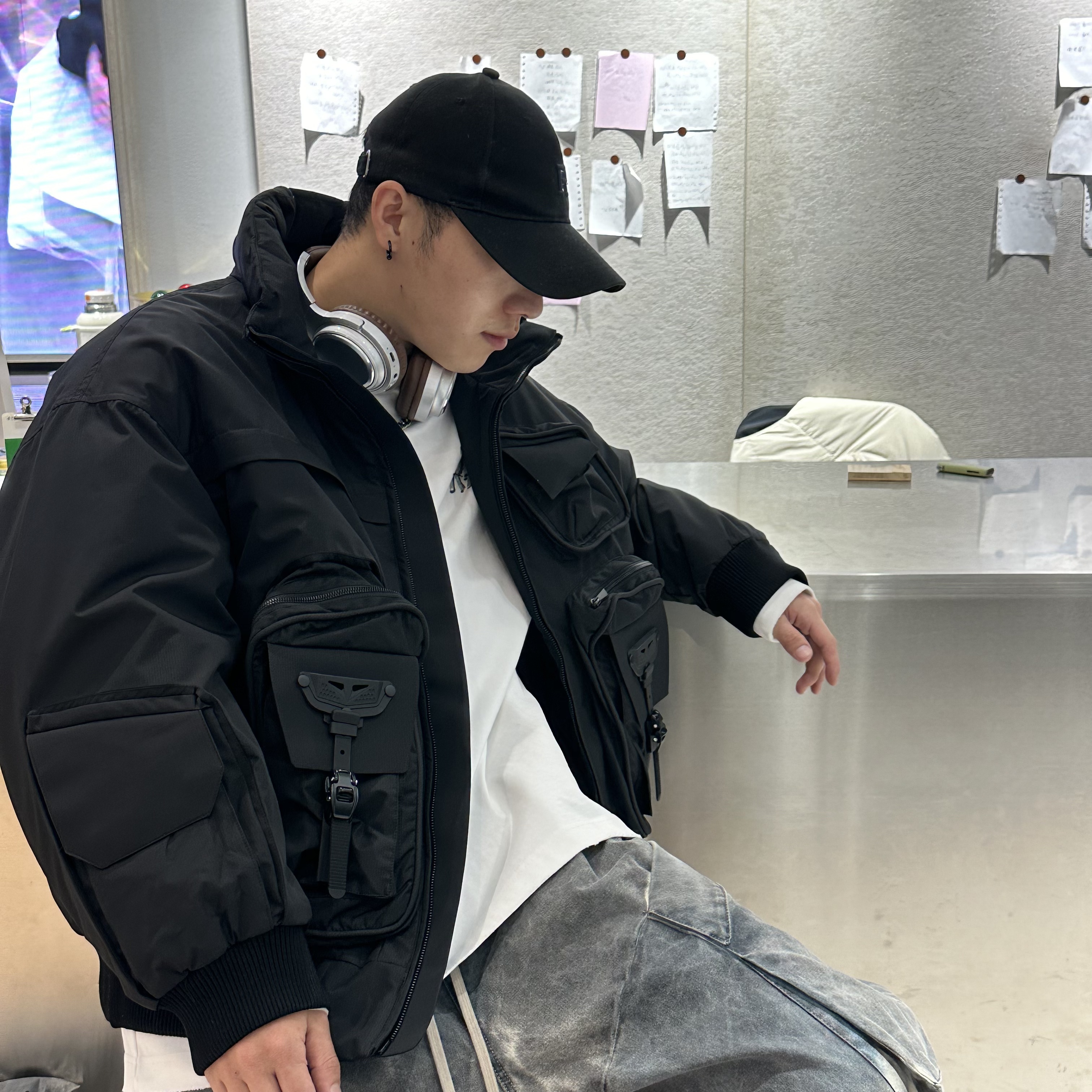 山系户外大口袋工装立领冲锋衣外套