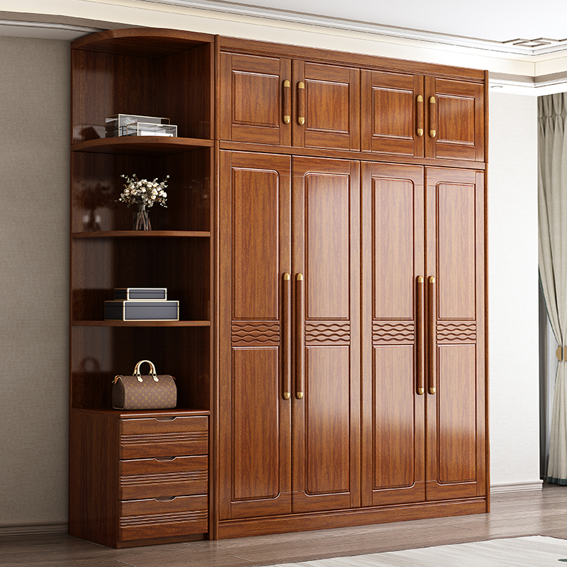 纯实木衣柜家用卧室多层储物柜现代简约小户型大衣橱实木中式家具