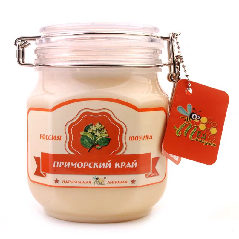 俄罗斯原装进口俄蜜源牌椴树结晶蜂蜜精美包装清香甘甜1000克