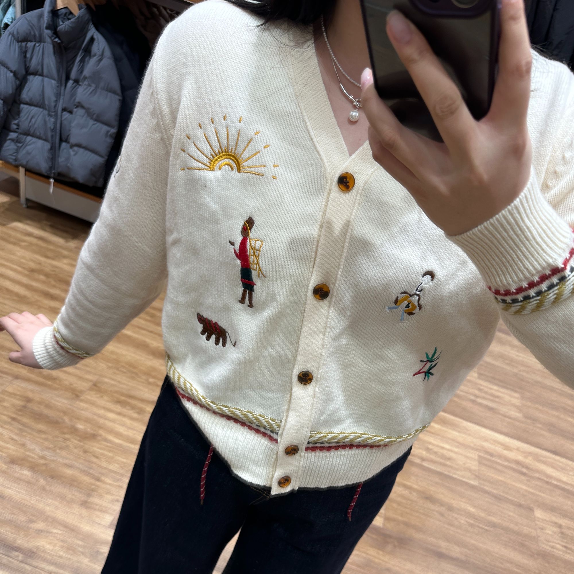 TAOJIA FAMILY 绣花百搭时尚卡通秋冬款休闲长袖显瘦大码毛针织衫