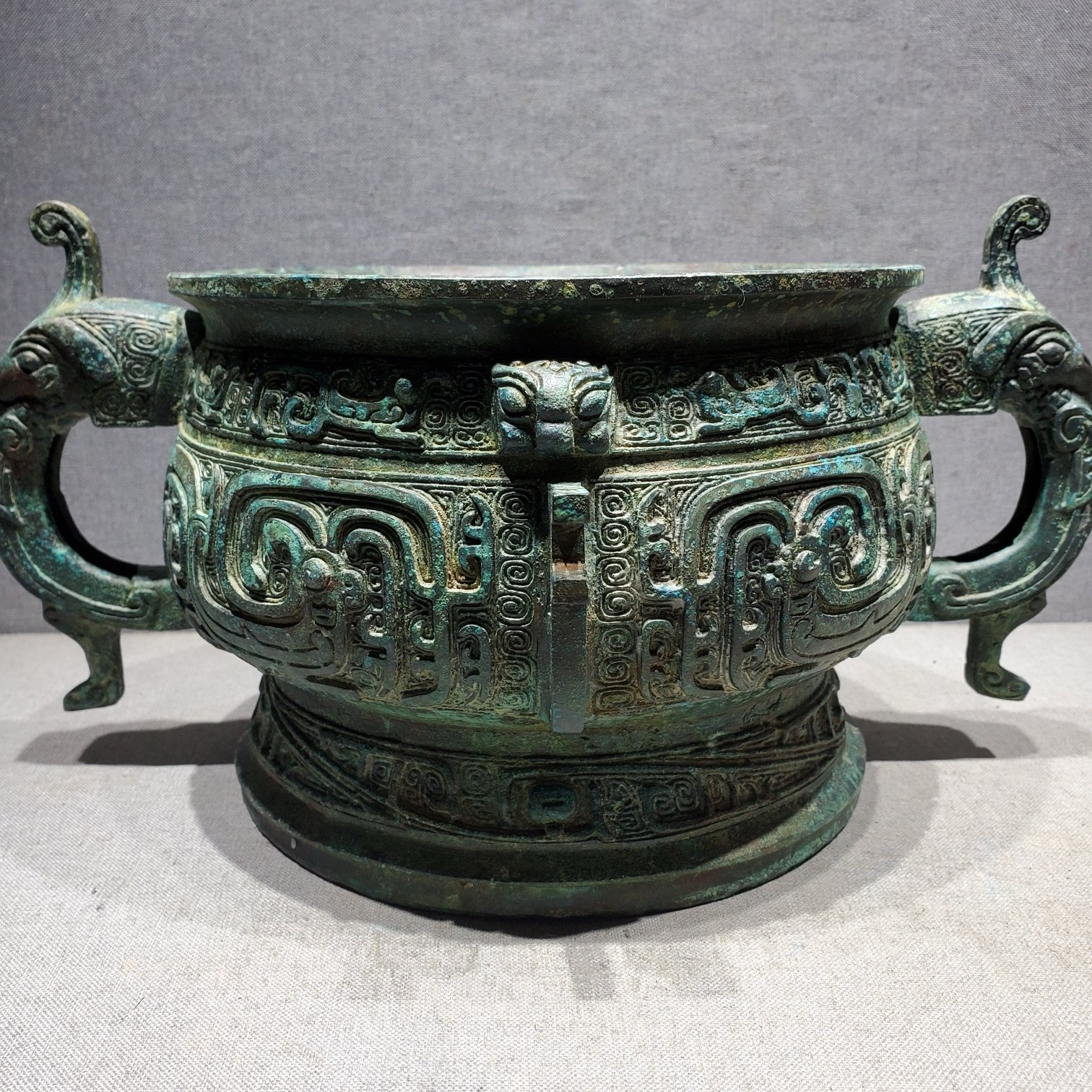 古铜坊复刻西周青铜器凤纹簋仿古青铜器酒器摆件