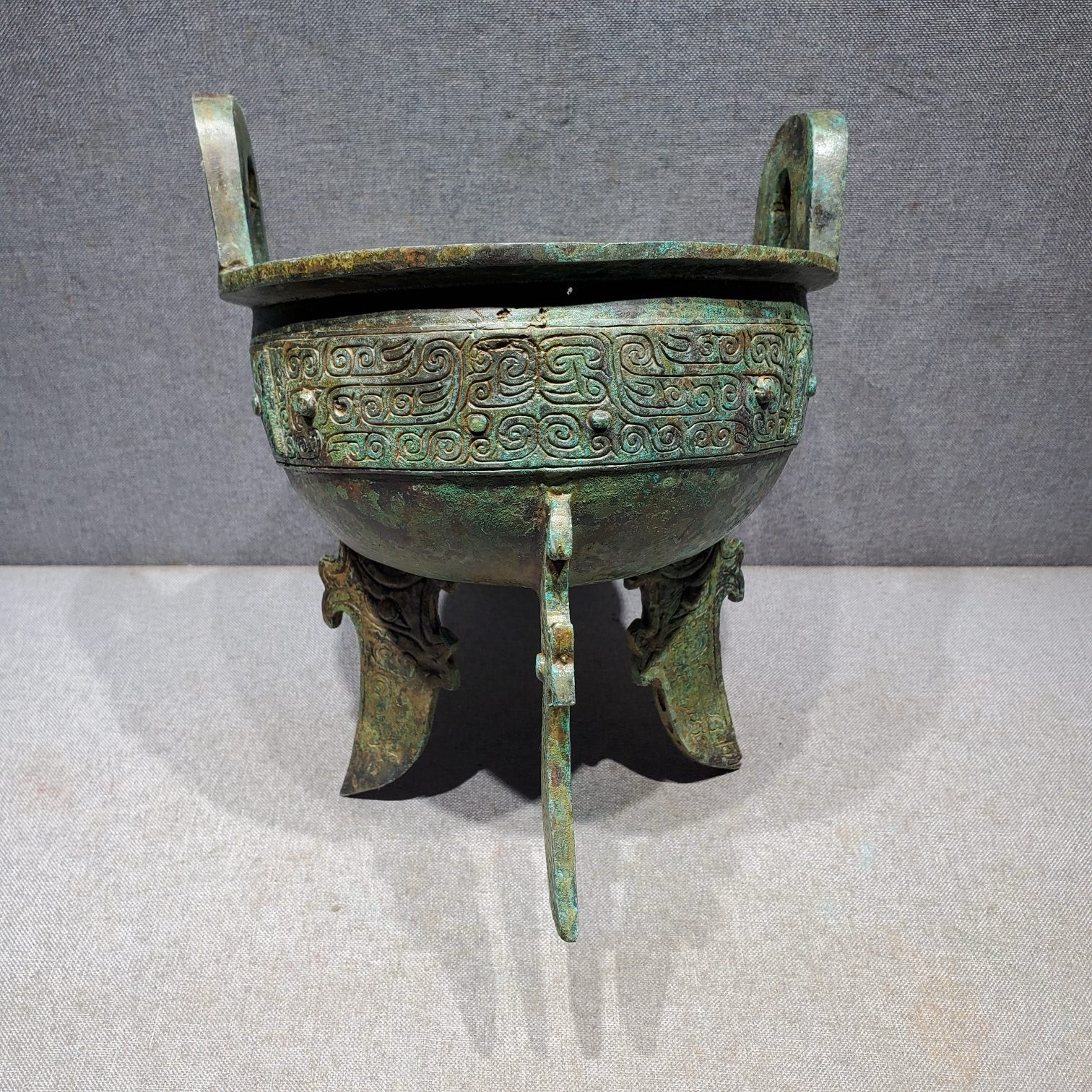 古铜坊复刻战国青铜器扁足鼎仿古青铜器