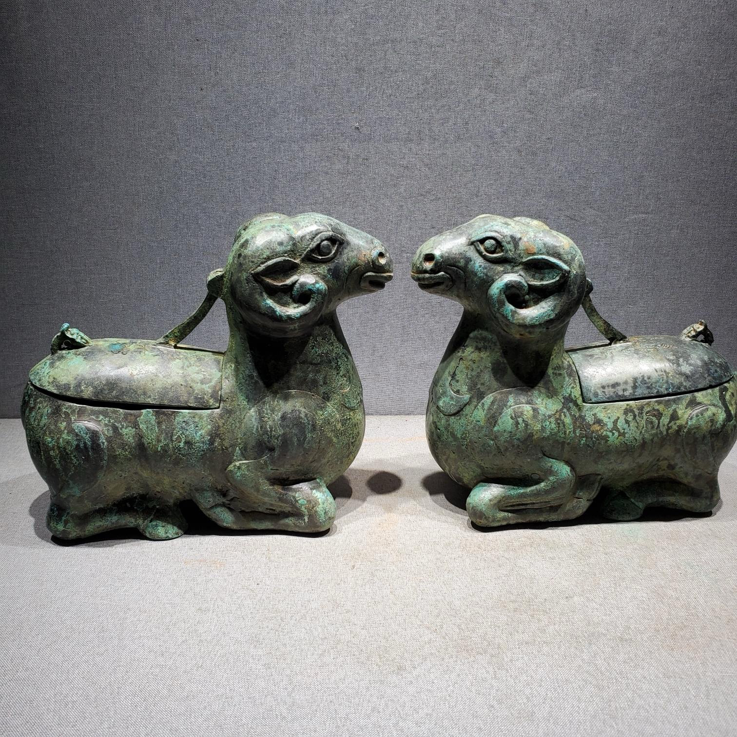 古铜坊复刻西周铜器羊顶灯仿古青铜器单个