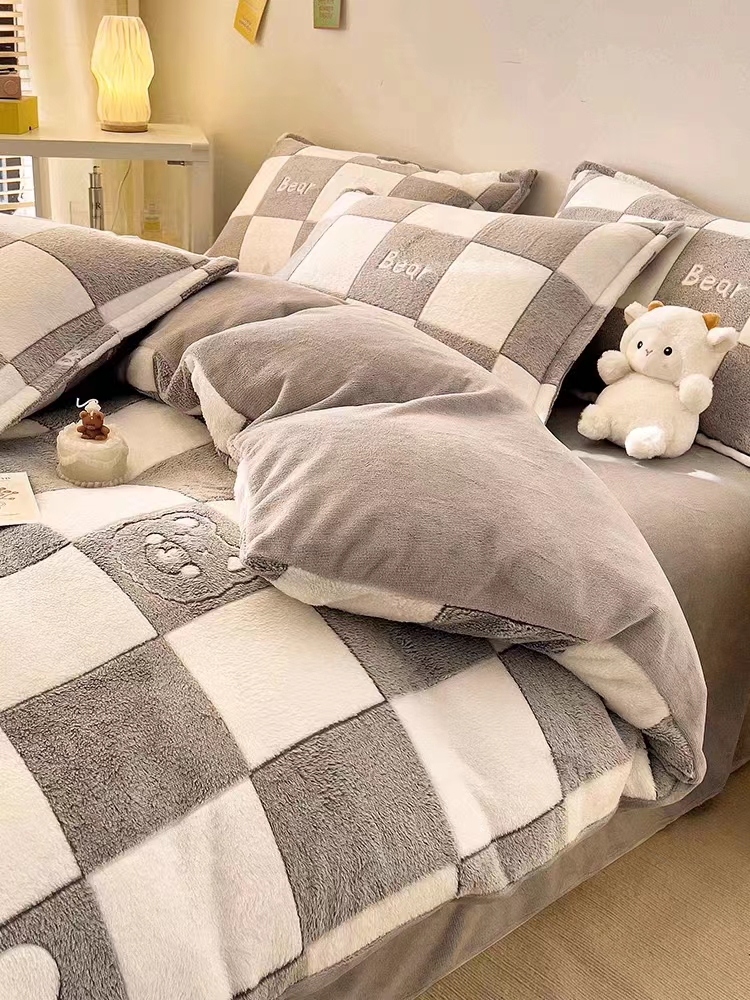 加厚牛奶绒孤品浮力  床单被套四件套