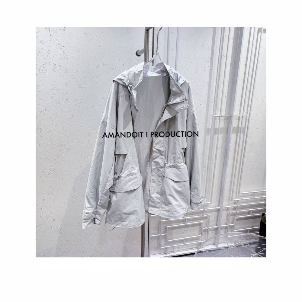 3694丨欧美风慵懒宽松带帽户外风衣外套