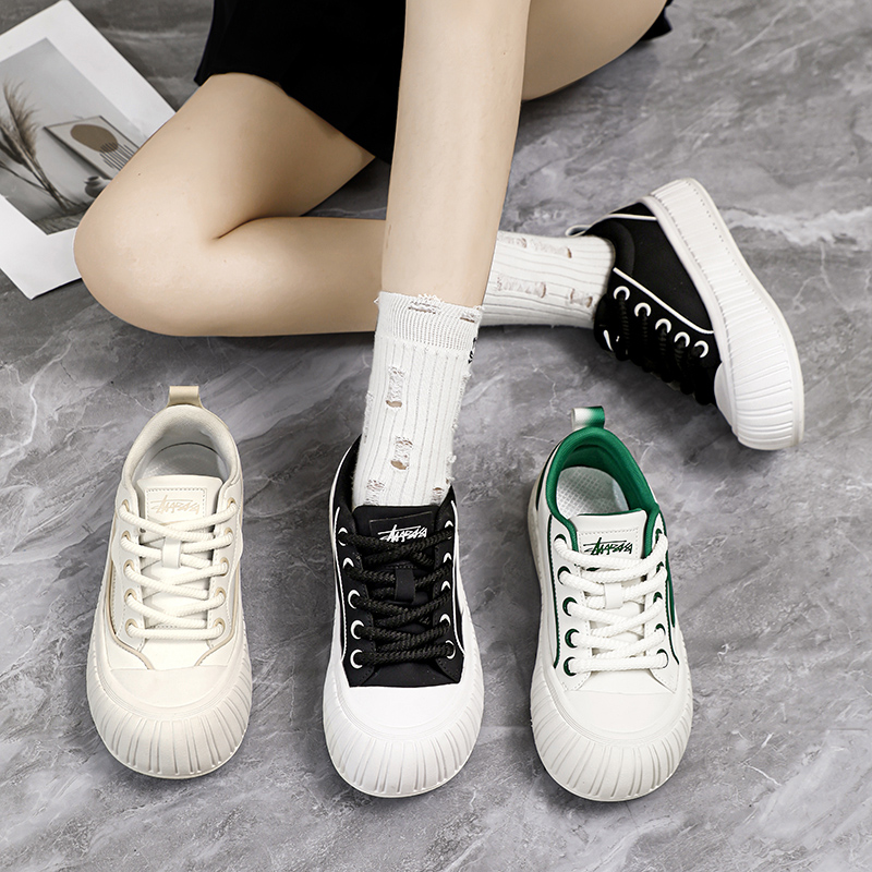 松糕透气小白鞋女2024夏季大头面包鞋百搭运动休闲板鞋女时尚板鞋