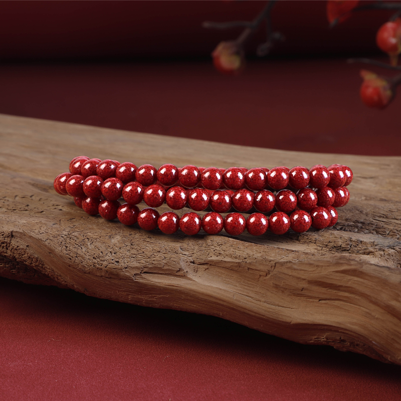 瑞思祥 含辰砂工艺品【直播专享】上等朱砂手串晶体砂天然砂108颗