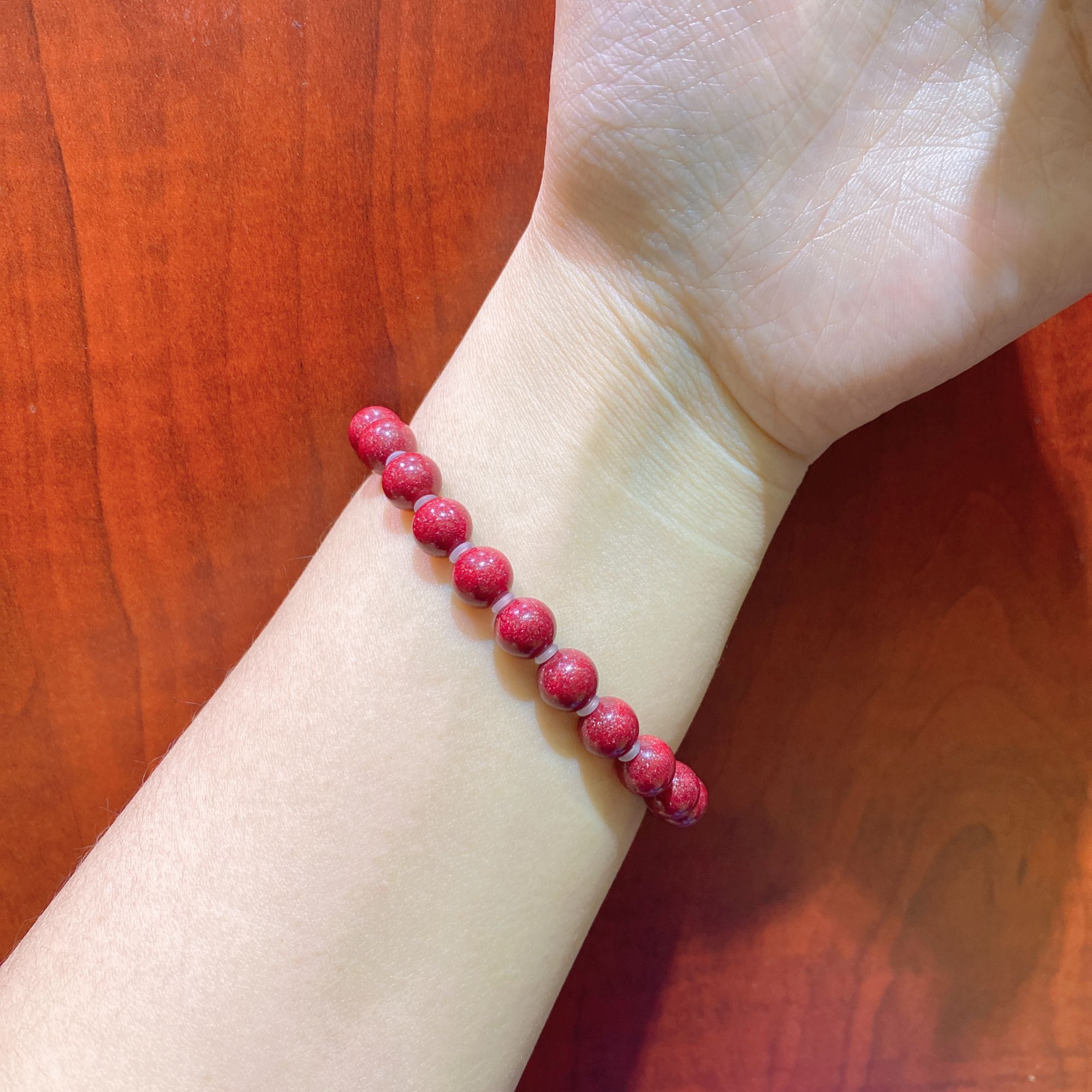 瑞思祥 含辰砂工艺品【高含量红晶砂】天然砂素圈手串6-14mm加108