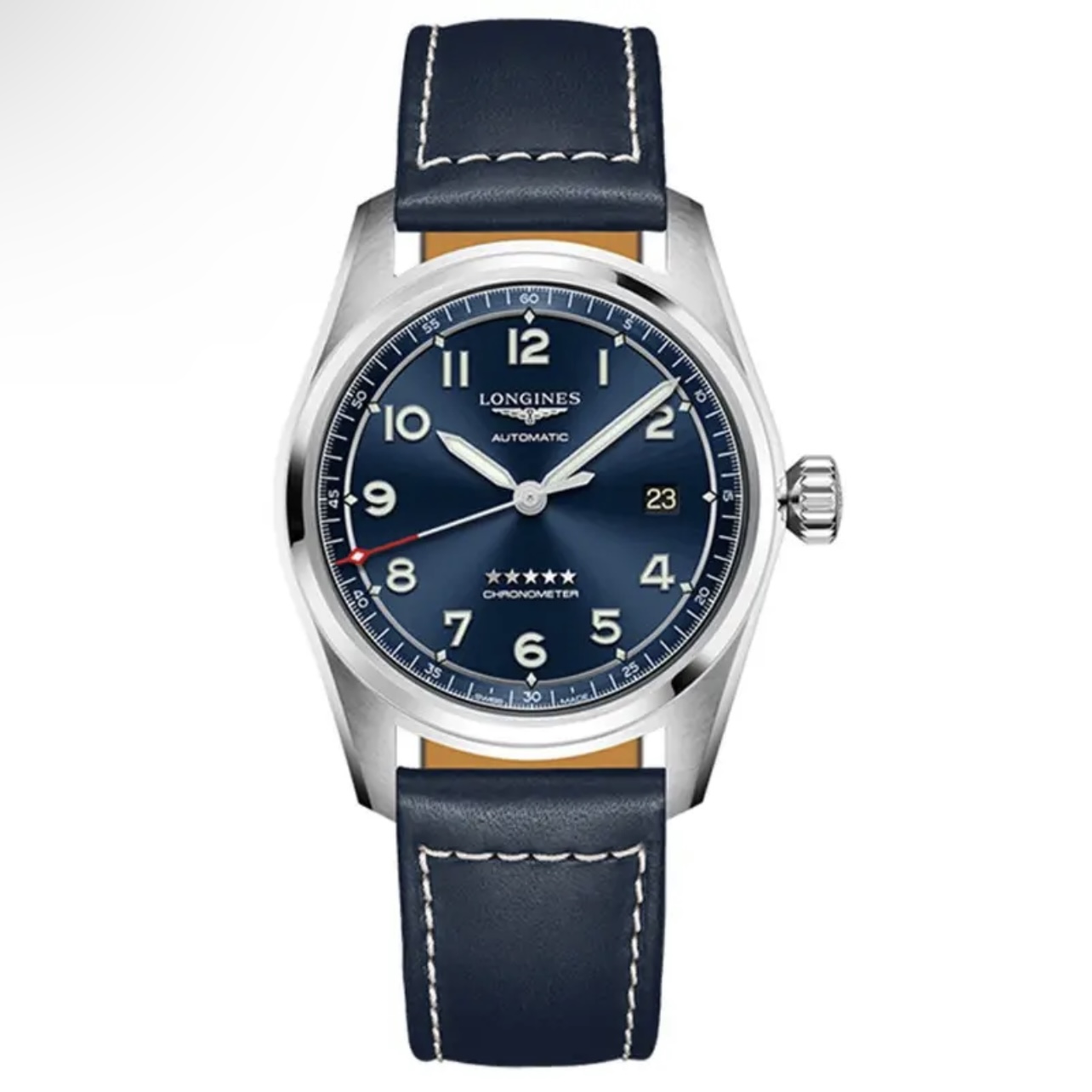 99新 Longines/浪琴 甄选浪琴/先行者810/蓝数字钢带皮带//40.0mm