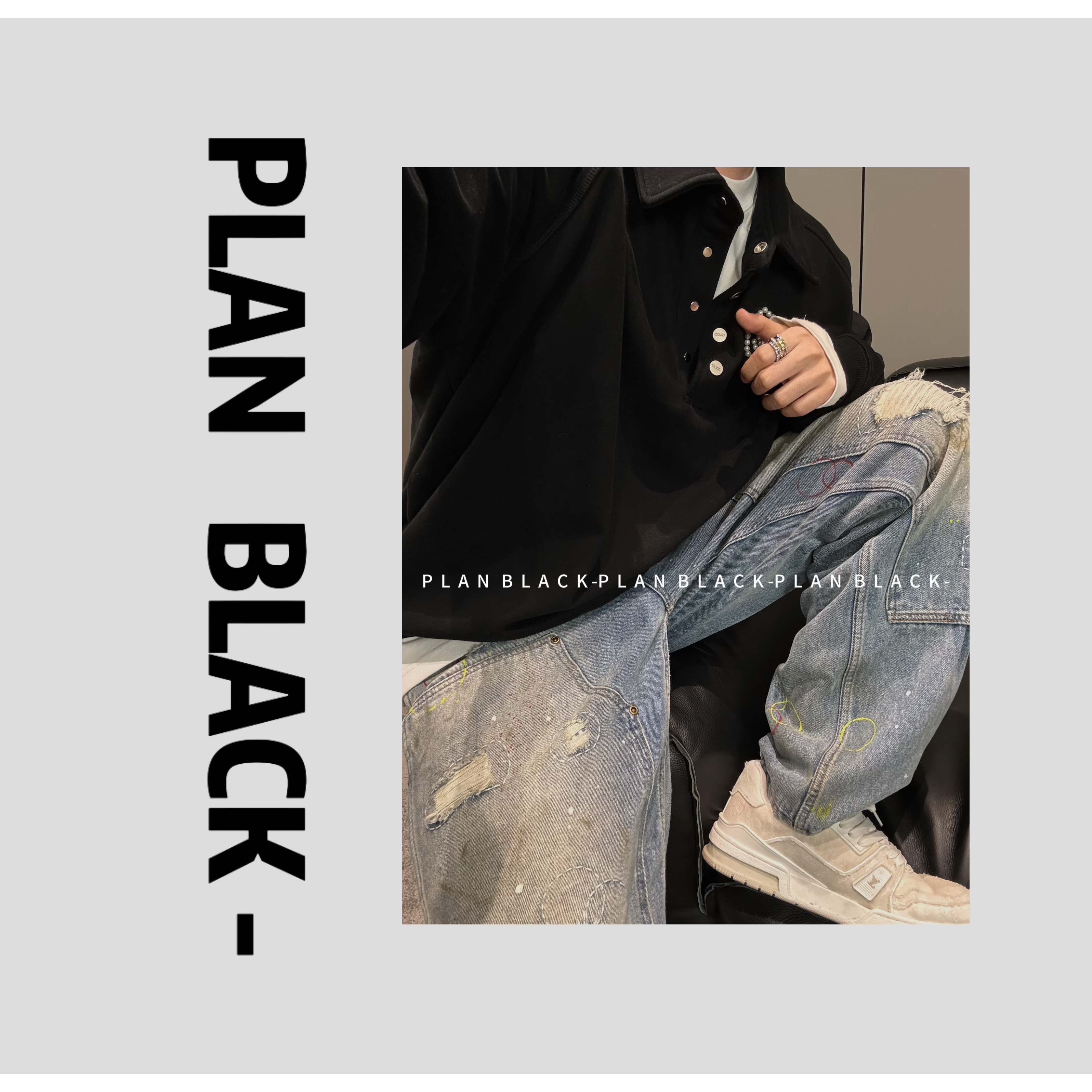 RICH陈发财【珍珠卫衣】时髦精！设计款立体钉珠卫衣情侣感穿搭4014