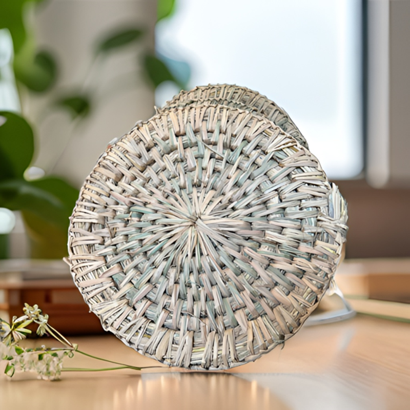 洋县纯手工编织托盘隔热垫杯垫跪拜蒲团草垫子蒲墩酒店圆形草编