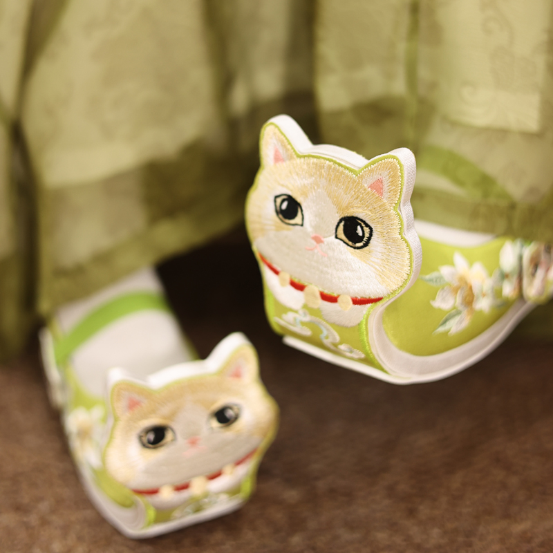 江南朱记【湘狸狸】改良翘头履可爱内增高汉服鞋平底古风登云履