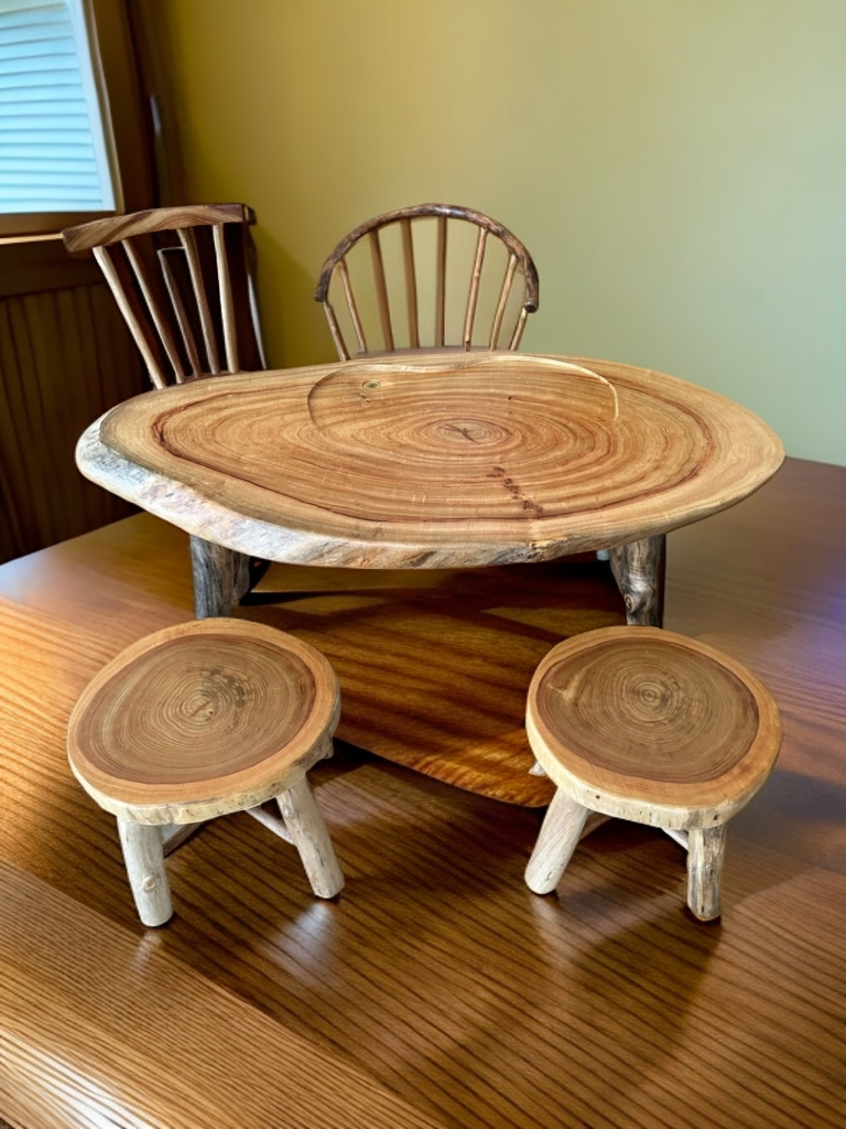 实木茶桌原木原色桌面排水