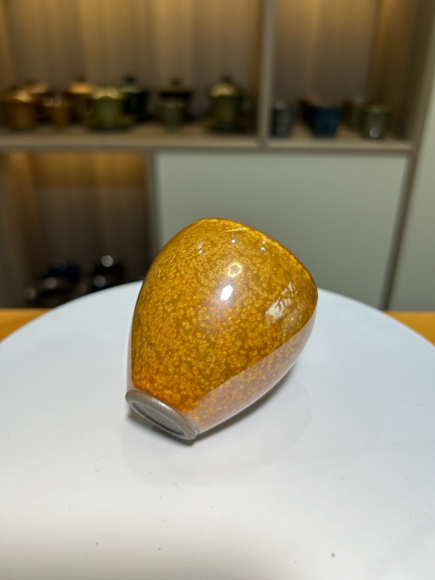 金菩提闻香杯建窑建盏主人杯客杯茶具茶盘原矿釉手工拉胚建盏陶瓷