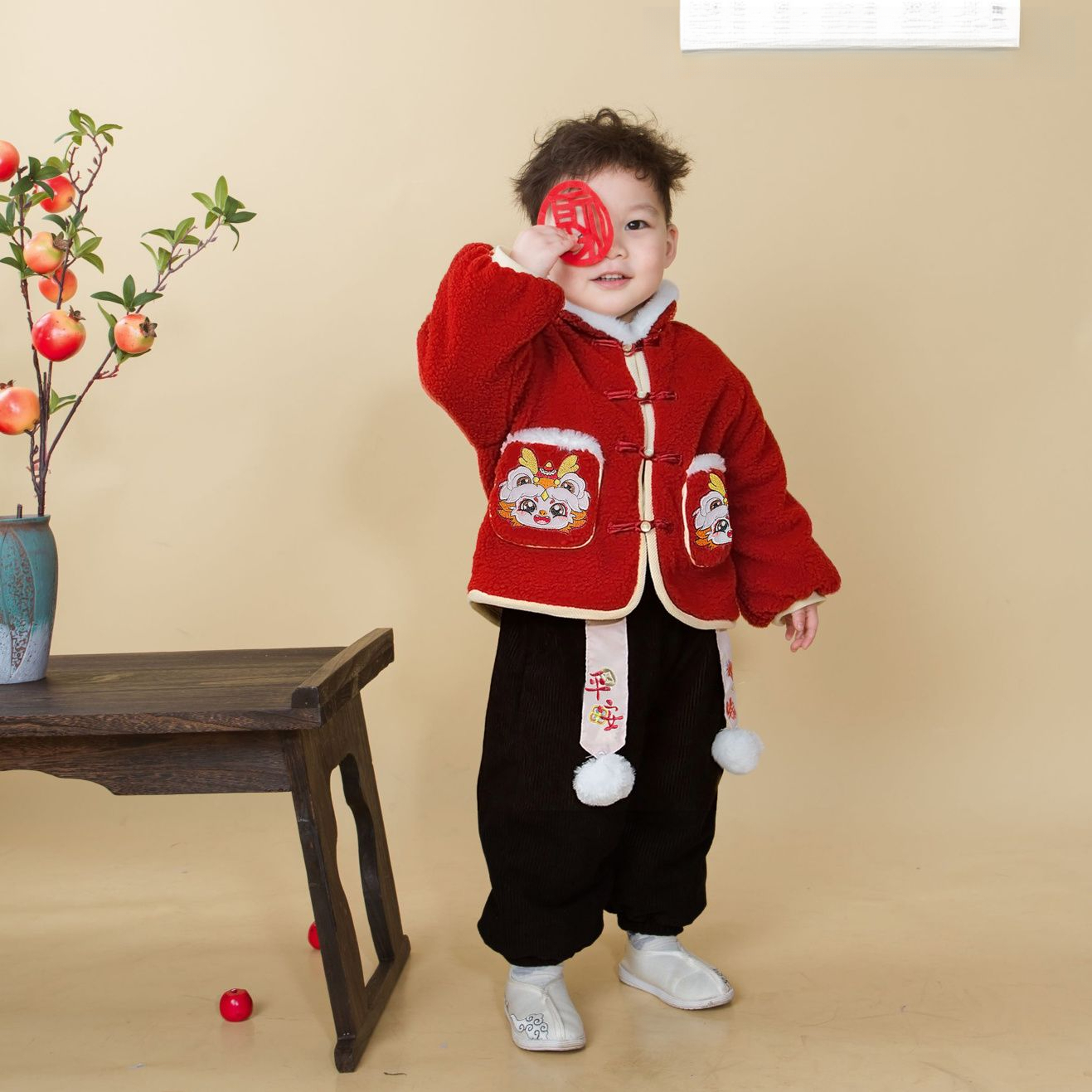 2024龙年新年套装拜年服洋气保暖加绒中国风过年宝宝唐装中小童潮