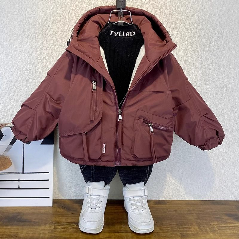 男童秋冬棉衣洋气儿童加绒加厚外套2023新款冬季派克服宝宝冲锋衣