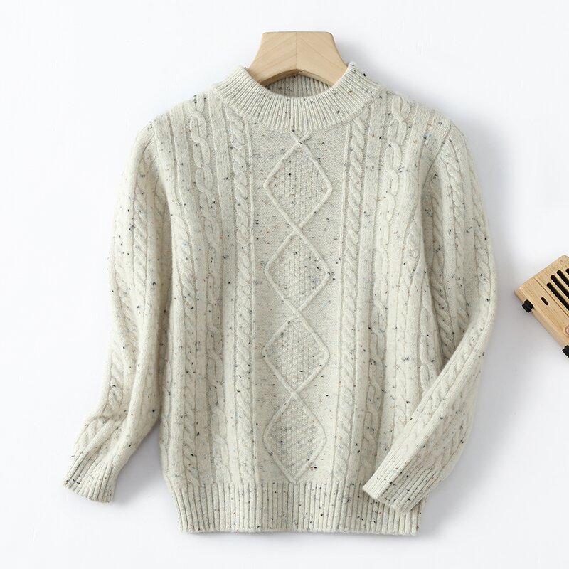 新款儿童加厚羊毛衫针织毛衣花纱半高领秋冬提花女童男童中大童