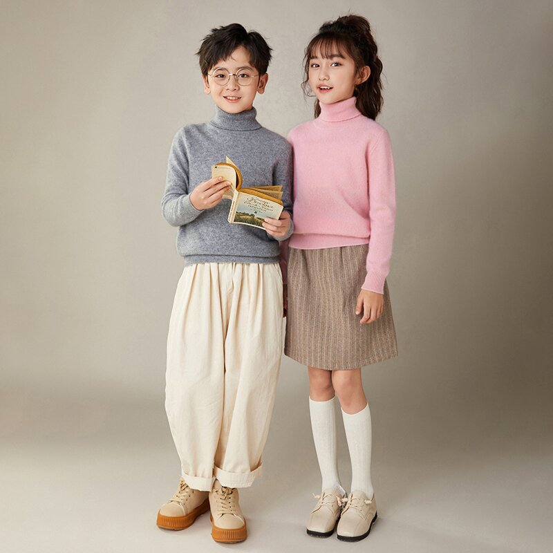儿童羊毛衫新款毛衣针织衫女童内搭男宝宝小孩中大童高翻领秋冬