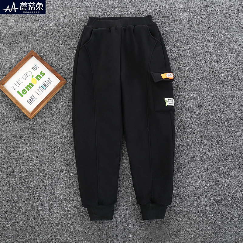 儿童加绒加厚棉裤男童三层夹棉裤中大童一条过冬男孩秋冬外穿裤子