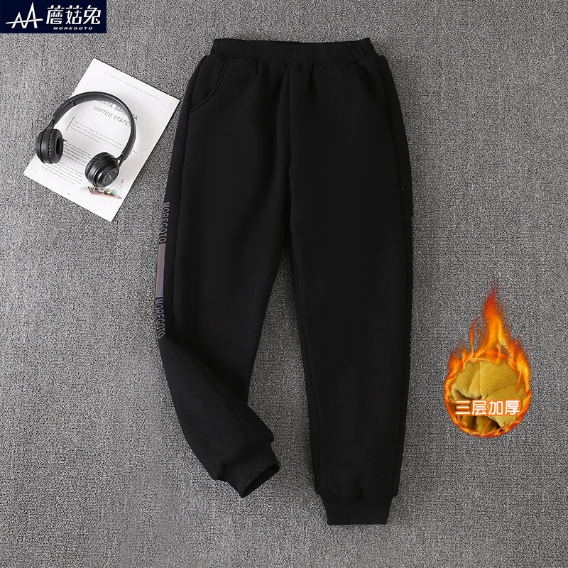 儿童棉裤冬季男童加厚保暖三层夹棉裤子大童一条过冬休闲裤加绒裤