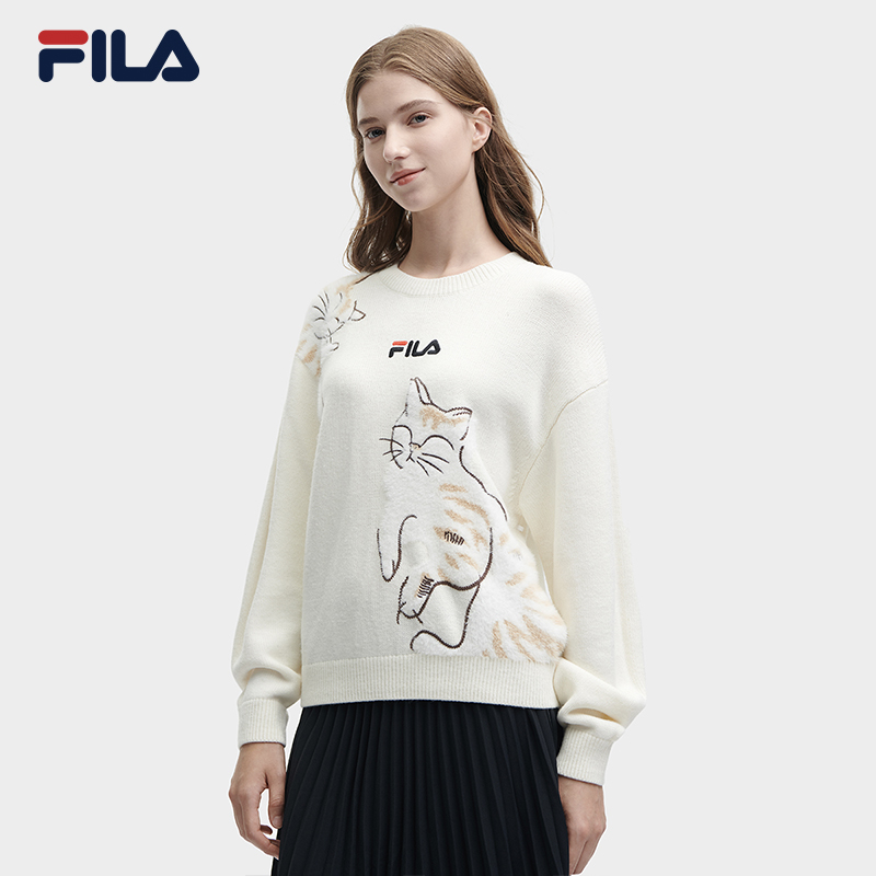 Fila/斐乐女装【时尚舒适保暖衫】冬季圆领针织毛衣F11W348409F