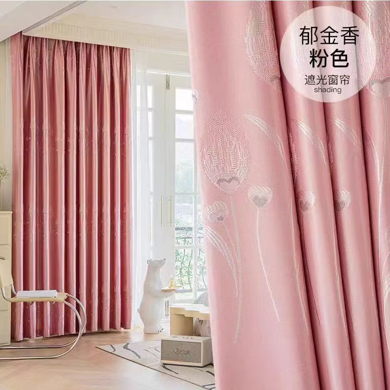 网红郁金香遮光成品窗帘超高卧室客厅阳台飘窗隔断帘出租房帘