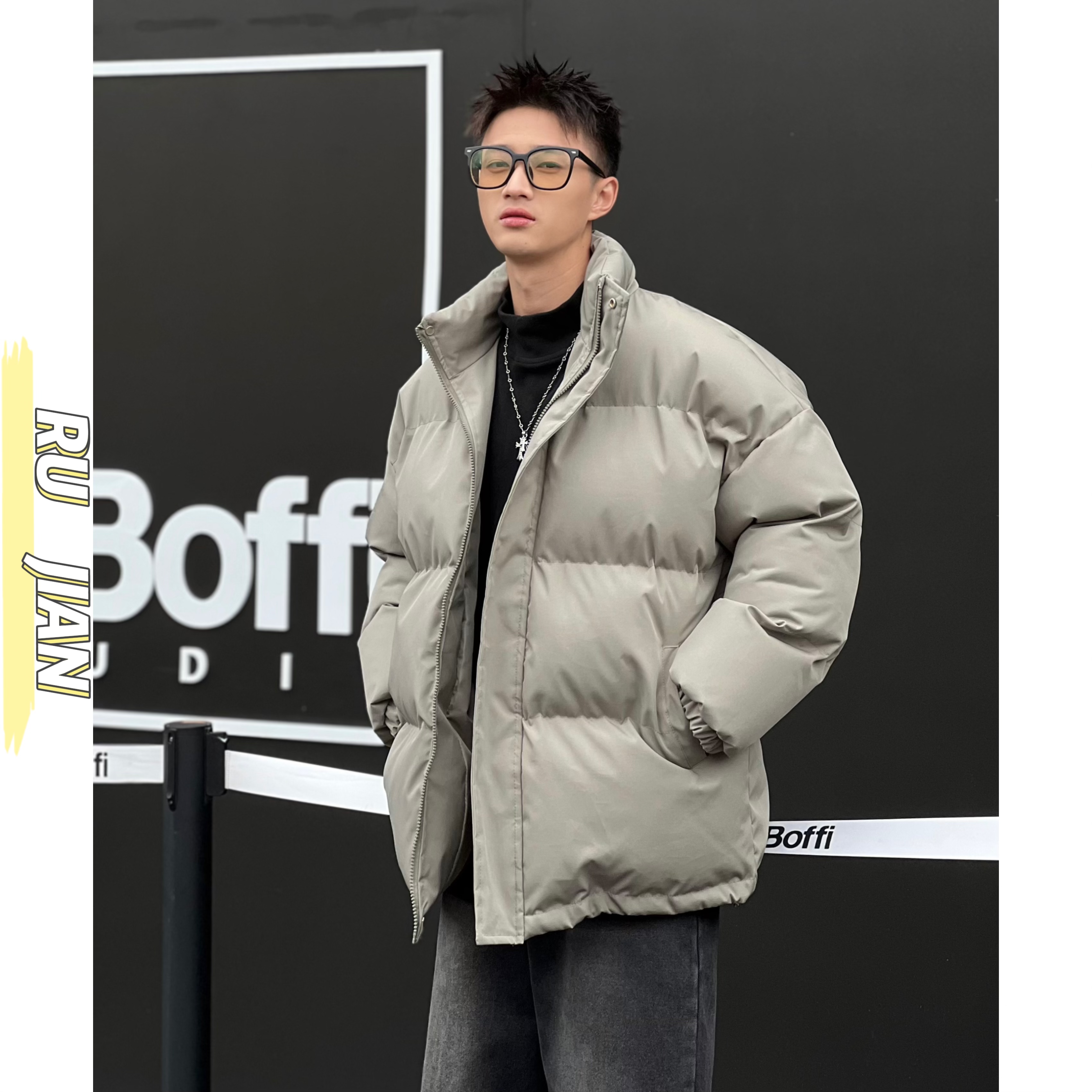 美式新款男棉袄时尚休闲百搭宽松保暖棉衣情侣学院立领棉服潮外套