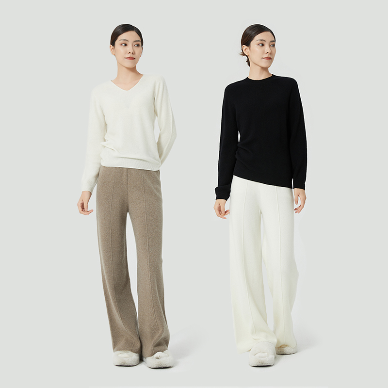 【艺芯专属】COCOCOZI羊毛阔腿高腰垂感宽松长裤224CO091-1