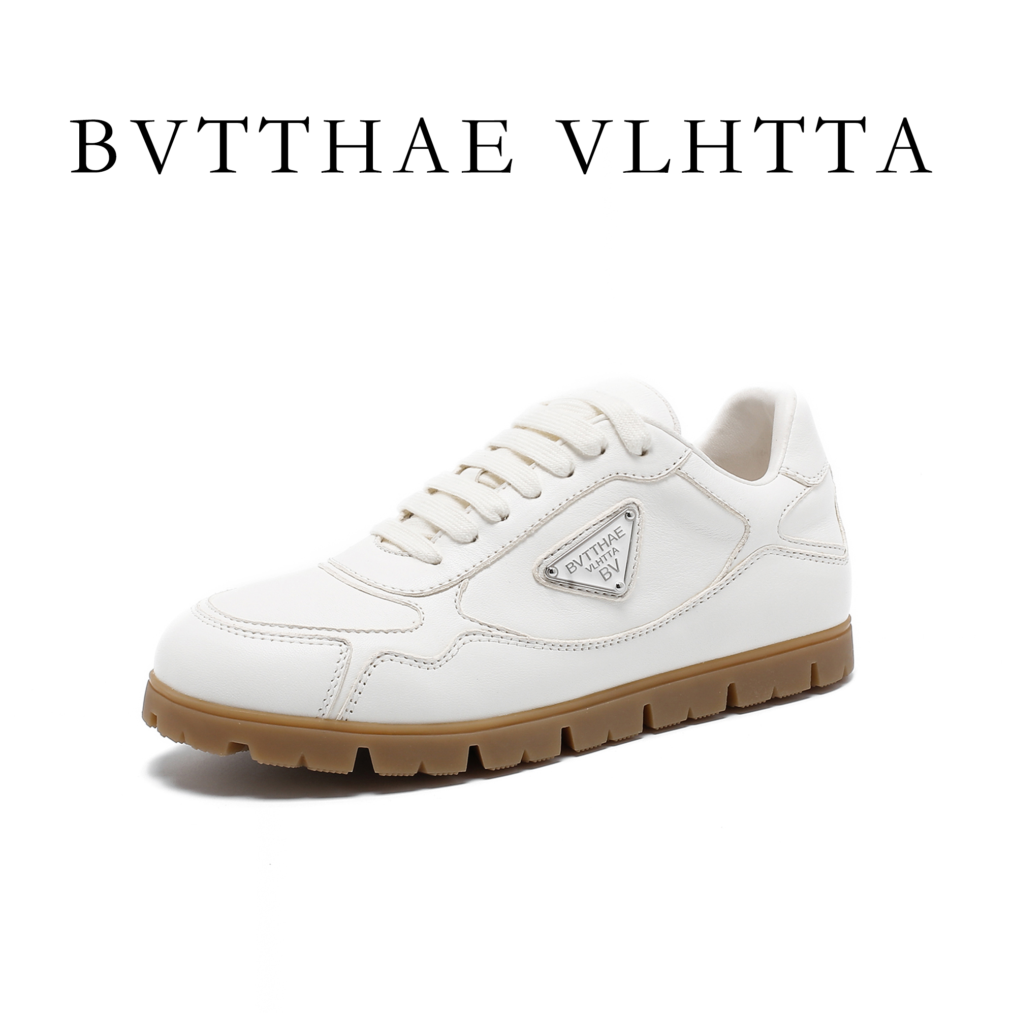 【官方正品】女士 BV 【防伪芯片】复古真皮平底休闲百搭透气得训鞋