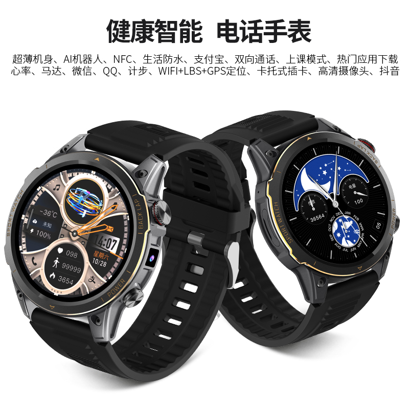 【可下载APP】amoled高清屏5G全网通插卡打电话微信视频聊天手表