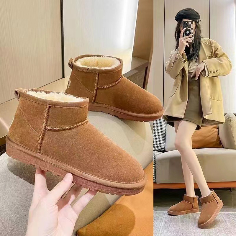 2023冬季新款雪地靴女加厚保暖防滑皮毛一体加绒棉鞋冬天鞋子女款