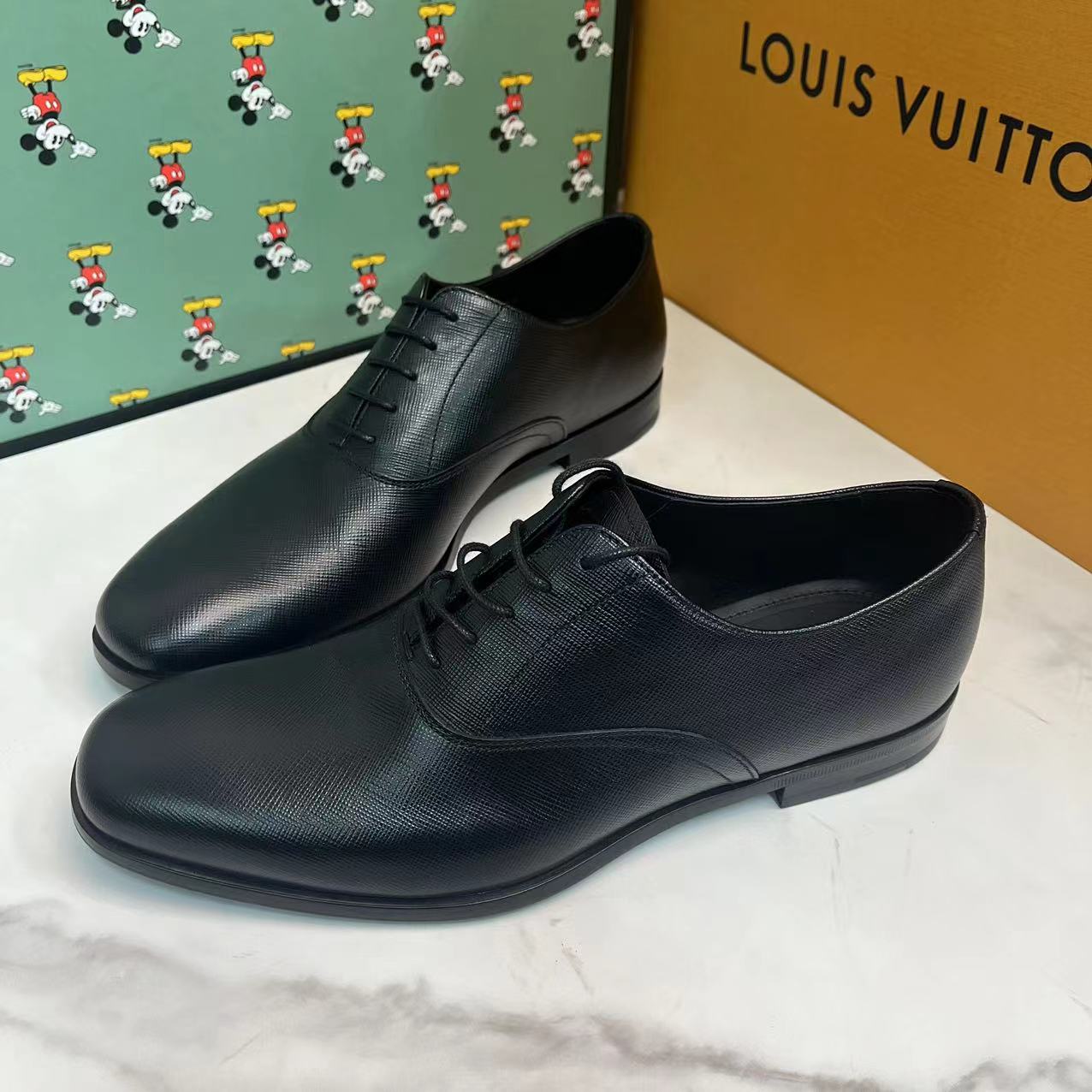 Prada/普拉达黑色商务正装舒适系带带跟皮鞋/欧码39.5/全新