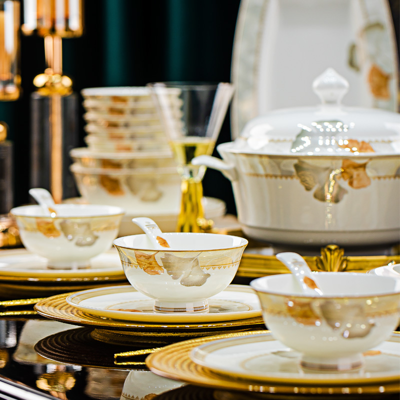 2024新款景德镇陶瓷骨瓷碗筷餐具碗盘家用轻奢碗碟饭碗面碗汤碗