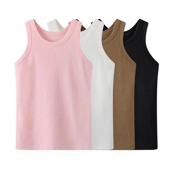 【U3】2024夏季新款时尚圆领修身纯色针织吊带