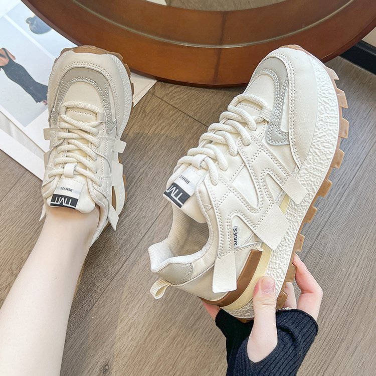 时尚潮流潮鞋女鞋厚底百搭休闲透气老爹鞋软底ins韩版系带防滑