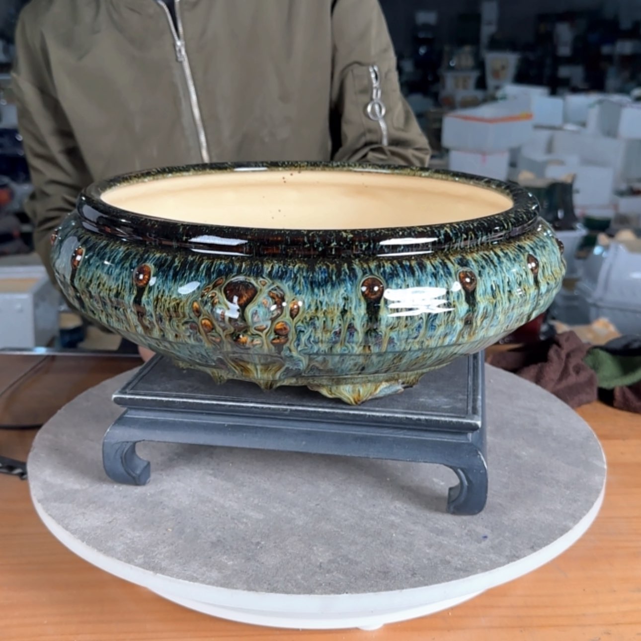 【闪购商品】陶瓷石湾盆高温裂