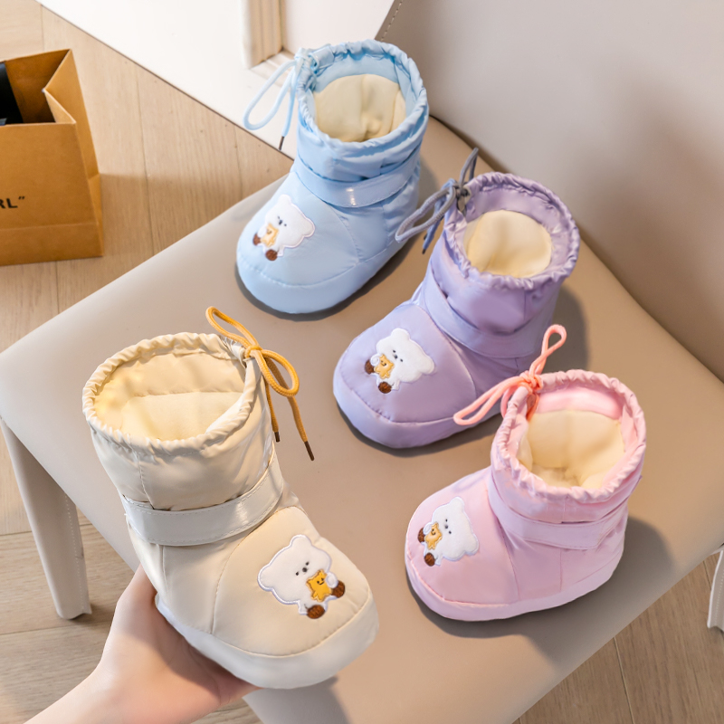 婴幼儿冬季大棉加绒鞋0-12个月加绒加厚加高帮雪地加绒鞋9