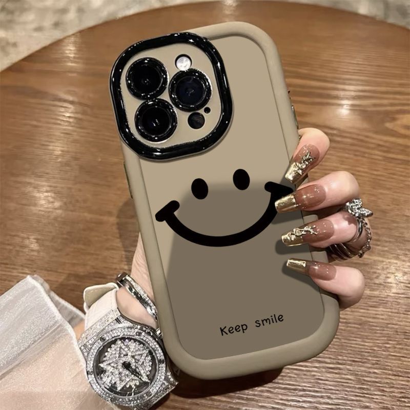 泡芙壳简约ins笑脸适用iPhone15/14Promax手机壳苹果13/12/11全包