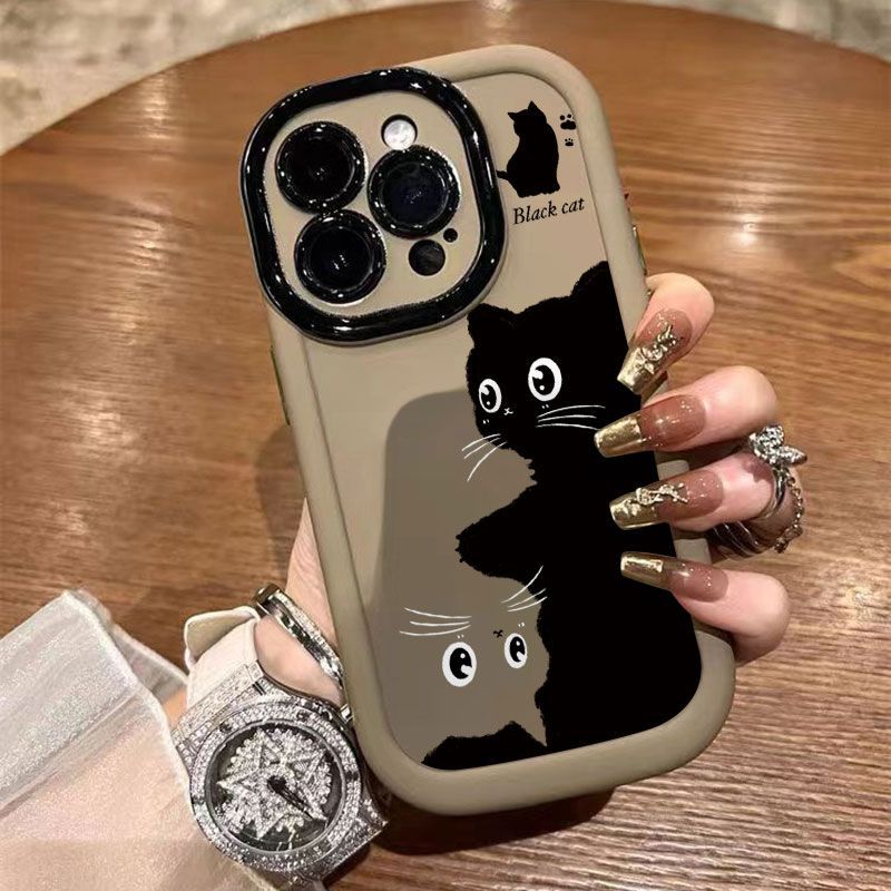ins风可爱黑猫iphone15软14promax手机壳苹果13全包12/11硅胶xr/7